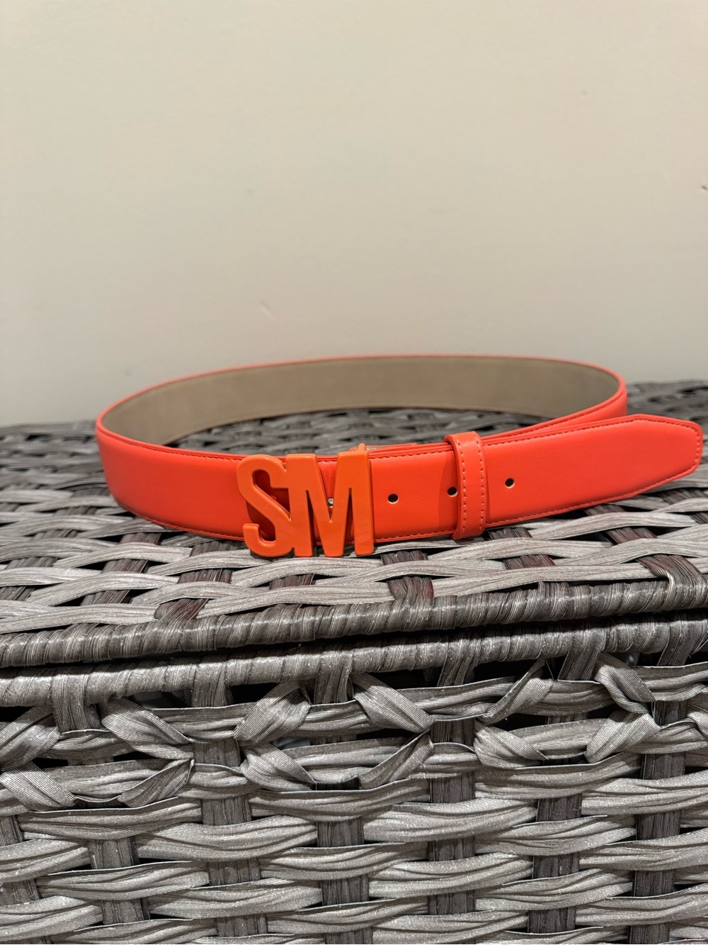 Steve Madden Orange SM Logo Belt